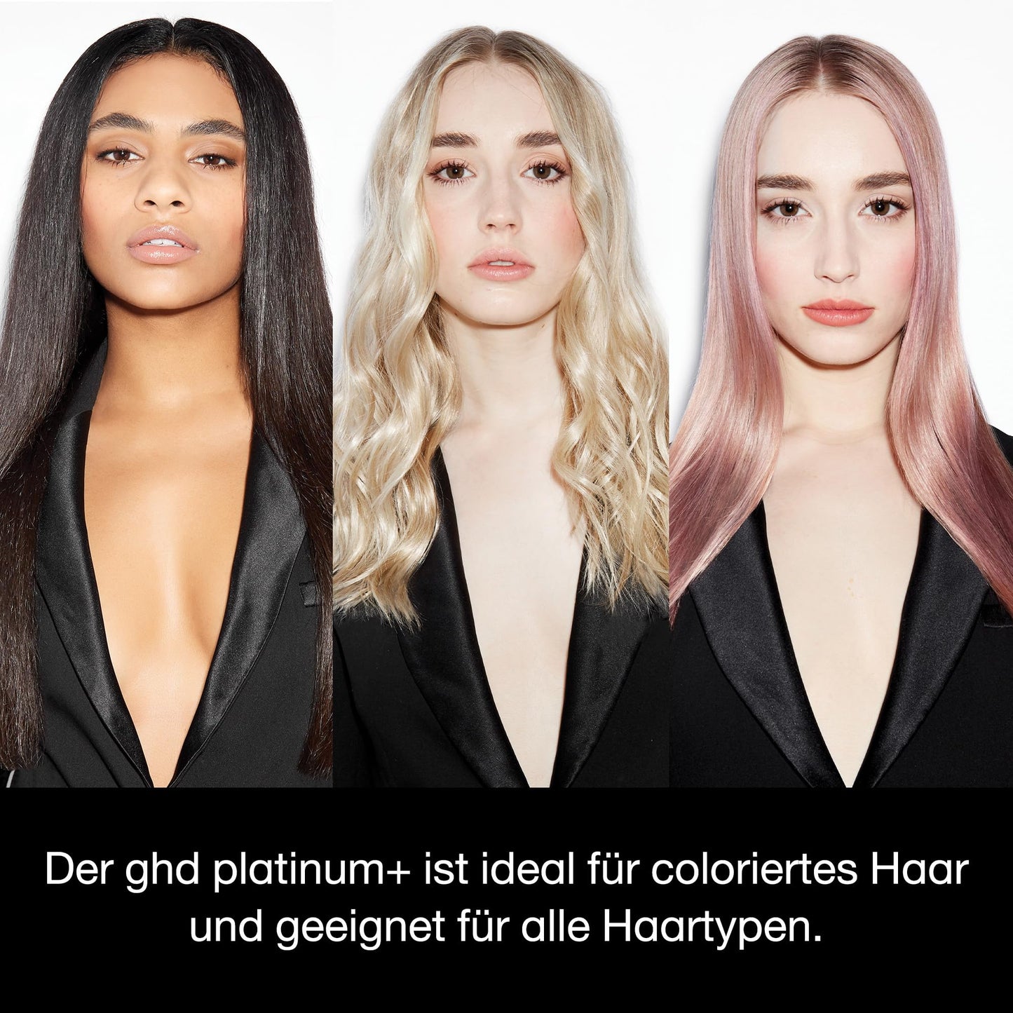 ghd platinum+ black - Intelligent professional hair straightener, less hair breakage, more shine and color protection, Ultra Zone technology, optimal combing temperature 185ºC homogeneous - S8T262