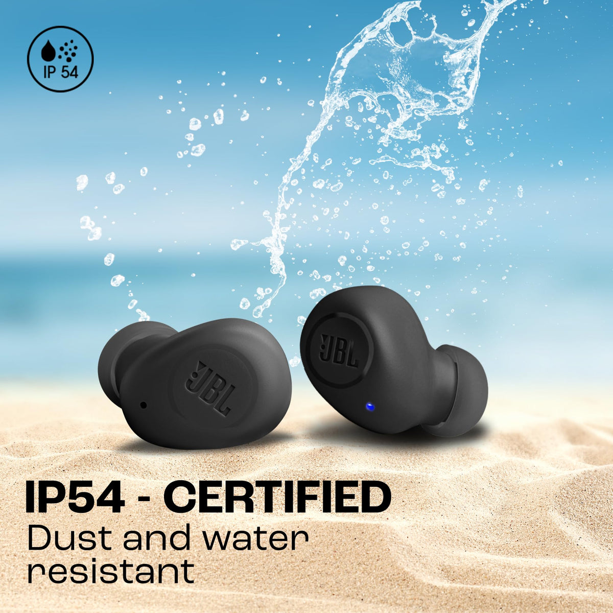 JBL Wave Buds – Wireless in-ear headphones with IP54 and IPX2 water resistance – Powerful bass and 32 hours of battery life – Black - JBLWBUDSBLK