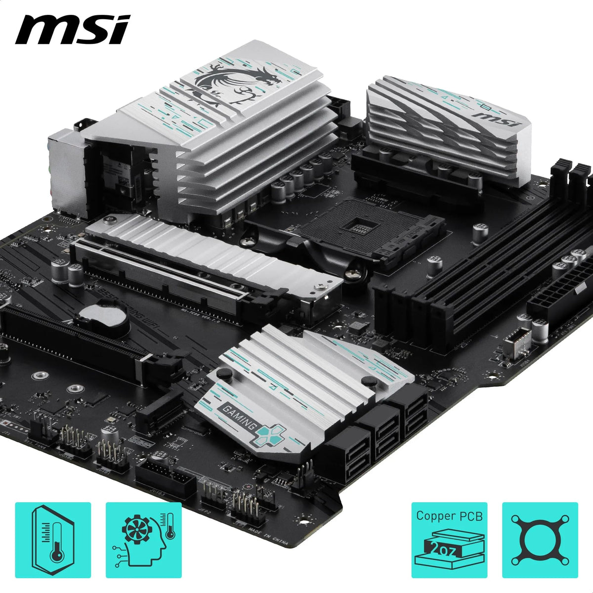 MSI B550 Gaming WiFi Placă de bază, ATX - Suportă procesoare AMD Ryzen 5000 Series, 5000 G-Series, 4000 G-Series și 3000 Series, AM4 - Memorie DDR4 Boost 4400+MHz/OC, PCIe 4.0 x16, M.2 Gen4, 1G LAN - 7C56-085R
