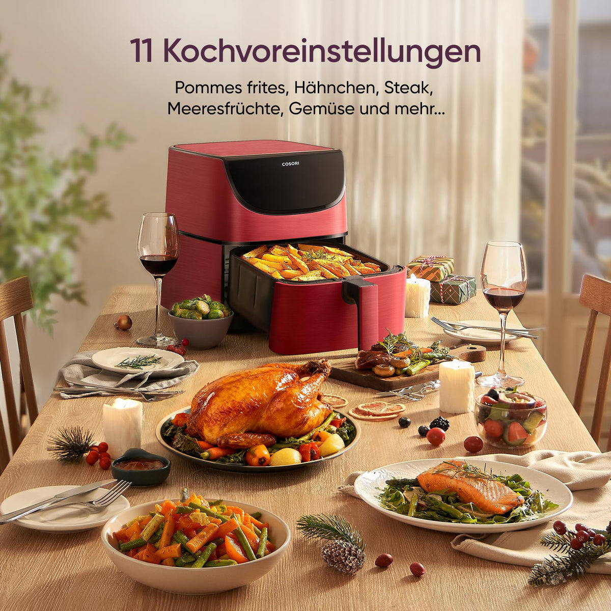 Cosori Airfryer, mit Shake-Reminder, 11-in-1 5,5L Heißluftfritteuse - CP158-AF