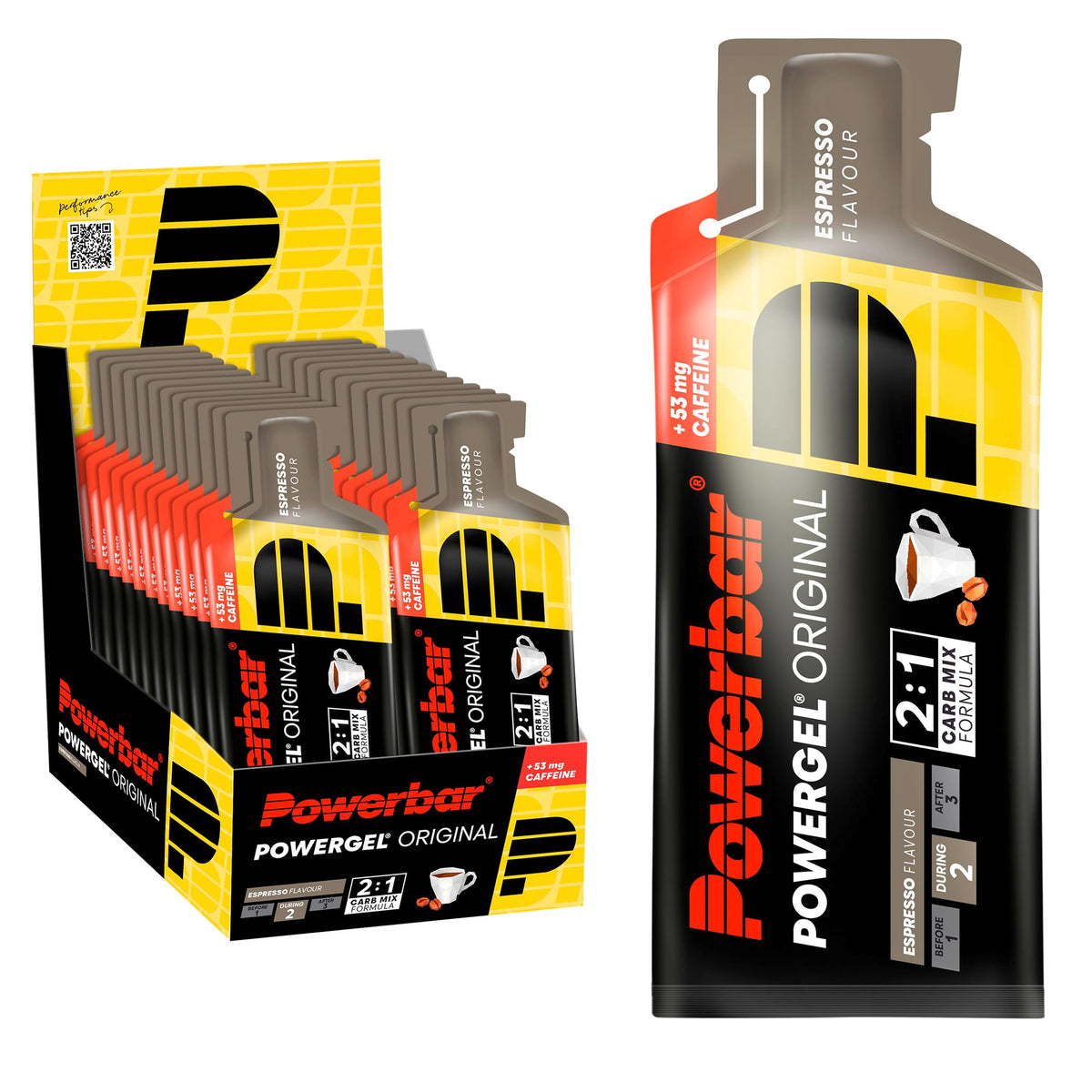 Powerbar PowerGel (24x41g) Espresso (cu cafeină) - Energie & Stamina - Gel de energie - 22030600