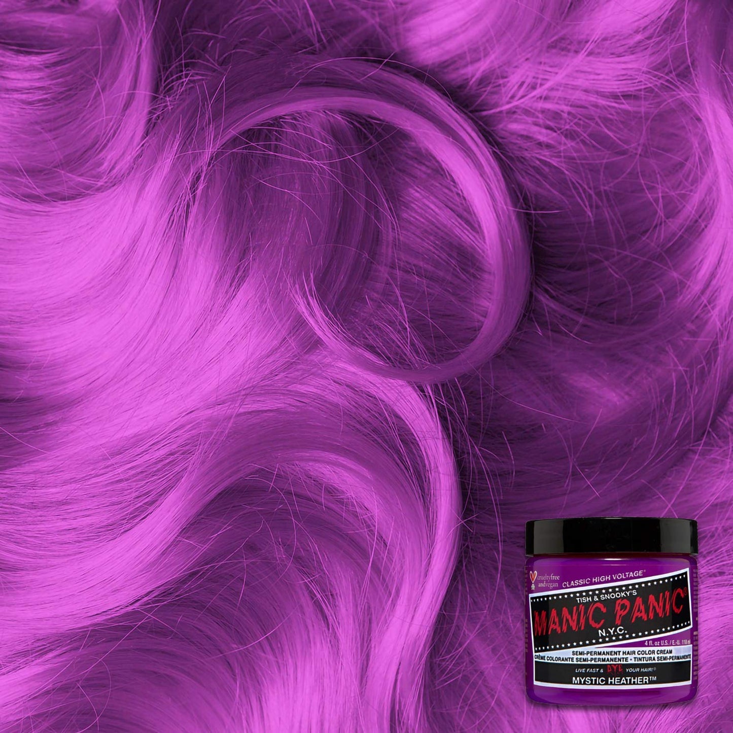 Manic Panic Mystic Heather Classic Cream - Vegan & Animal Friendly Purple Semi-Permanent Hair Color, 2 x 118 ml - HCR