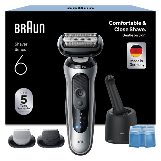 Braun Electric Shaver for Men Series 6, 62-S7650cc, Silver - 62-S7650CC