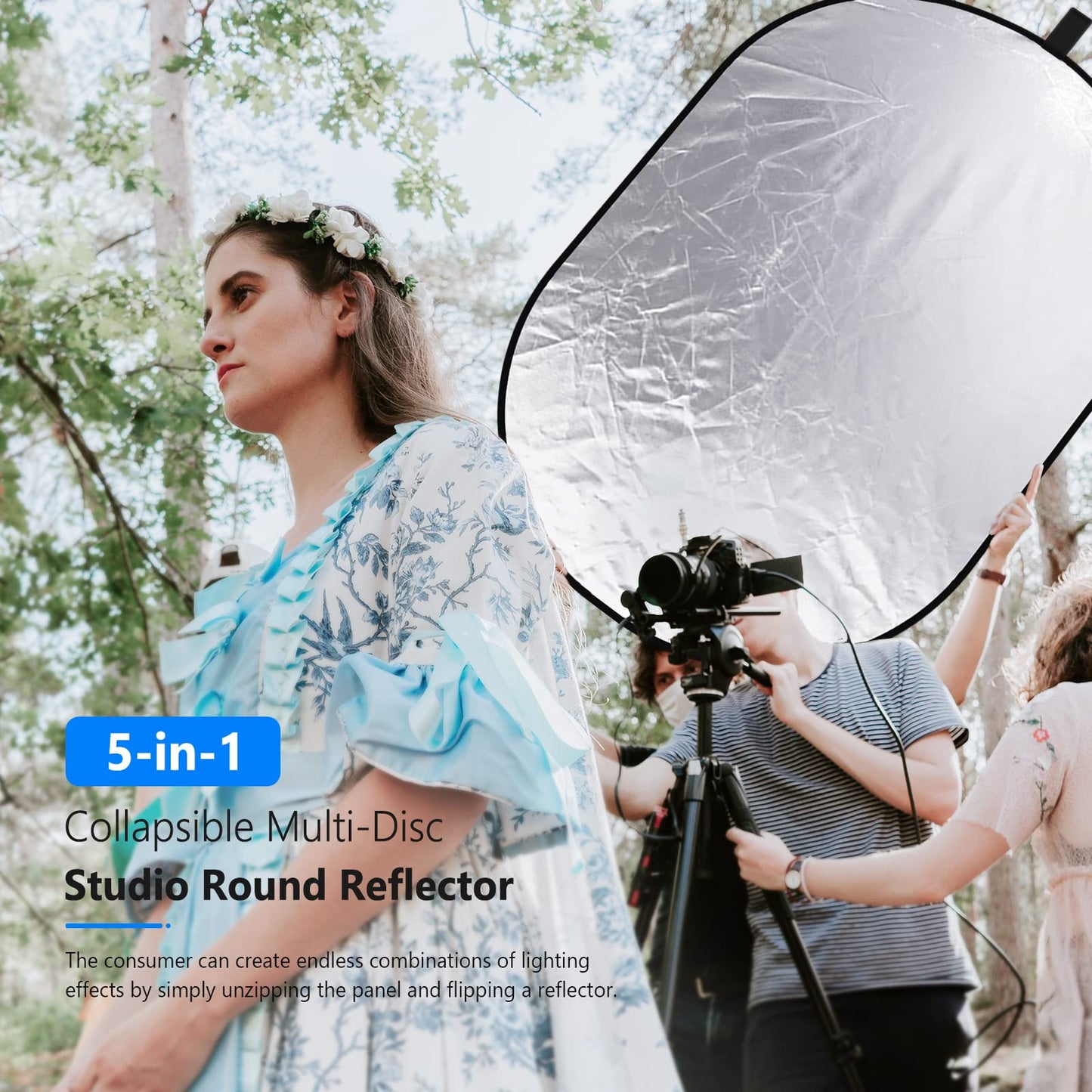 NEEWER 5 in 1 Reflector 31"x47"/80x120cm Light Reflector for Photography, Portable Foldable Multi Disc with Bag - Translucent, Silver, Gold, Black, White Diffuser for Studio and Outdoor Lighting - 10071555