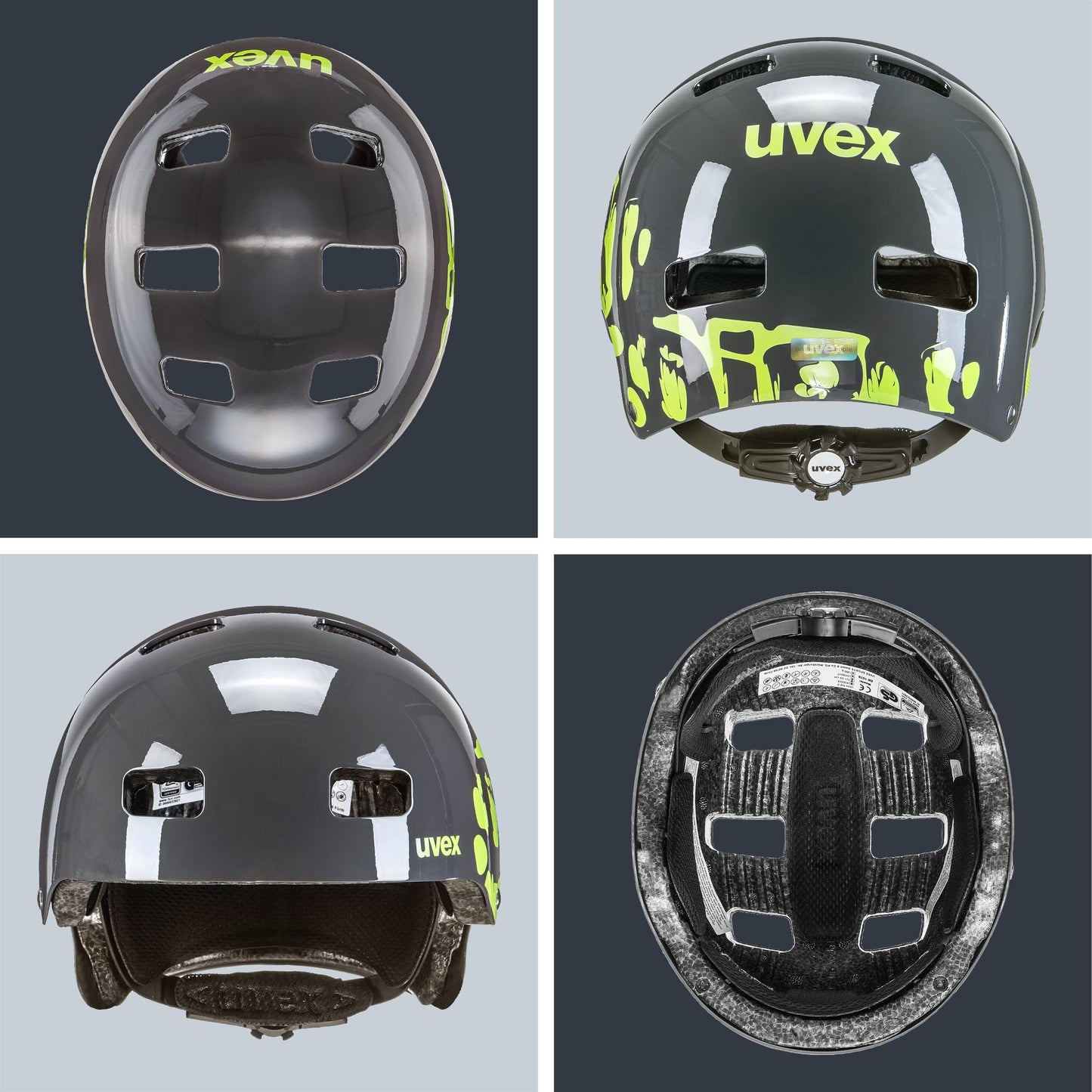 Uvex children's bicycle helmet Kid 3, gray (dirt bike gray-lime), 51-55 cm - S4148191115