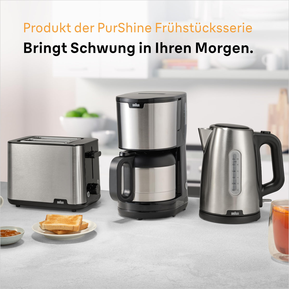 Braun PurShine KF1505 BK Filtru de cafea, 1,2L termos din oțel inoxidabil pentru până la 9 cești, sistem OptiBrew, funcție de oprire a picurării, coș de filtrare rotativ, oprire automată, 1000W, negru - KF1505BK