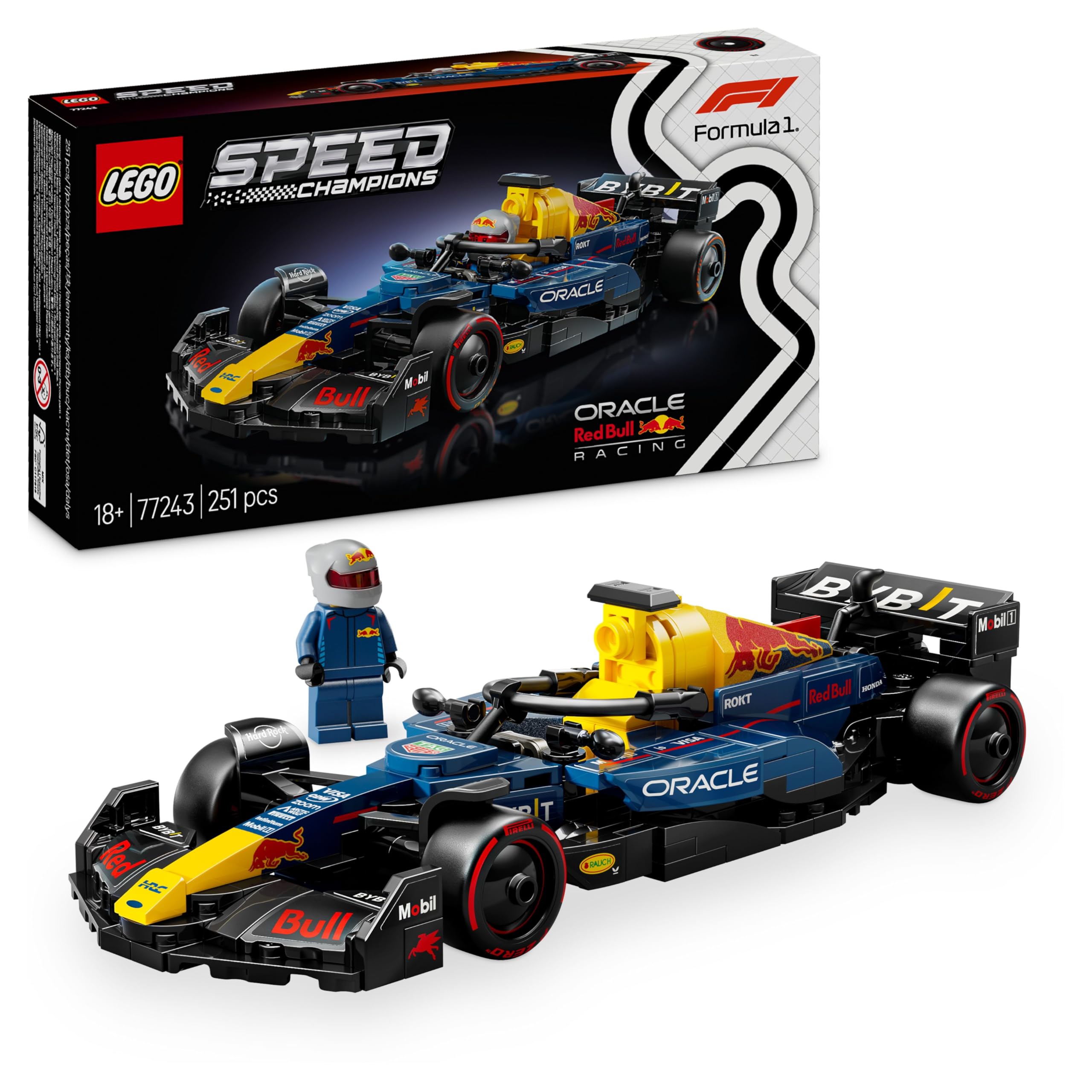 LEGO Speed Champions Oracle Red Bull Racing RB20 F1 racing car - model for adults with Formula 1 minifigure to collect - display piece and gift for fans of motorsports & racing cars 77243