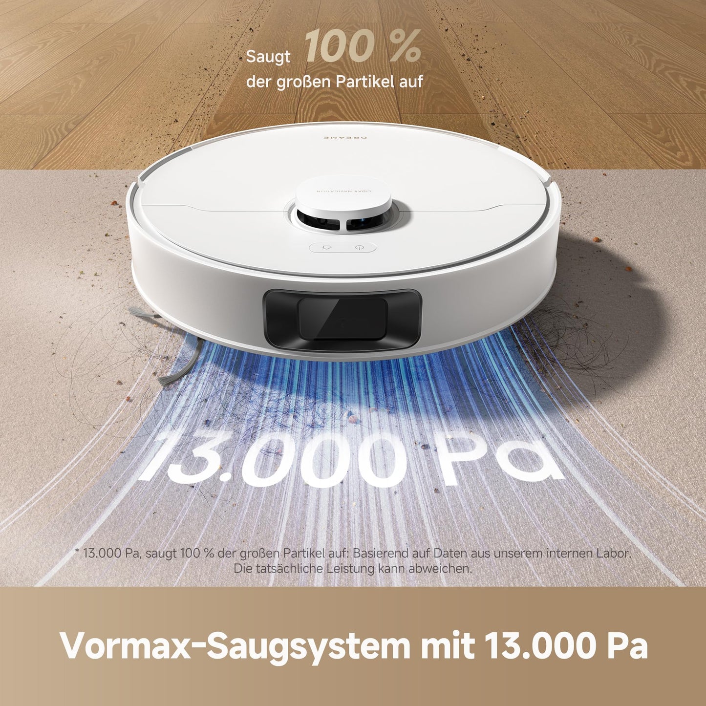 dreame D20 robot vacuum cleaner, 13,000 Pa suction power, DuoBrush for pet hair, LDS navigation, 2-in-1: vacuuming and mopping, hard floors and carpets, 5,200 mAh battery, app and voice control - RLD35GA