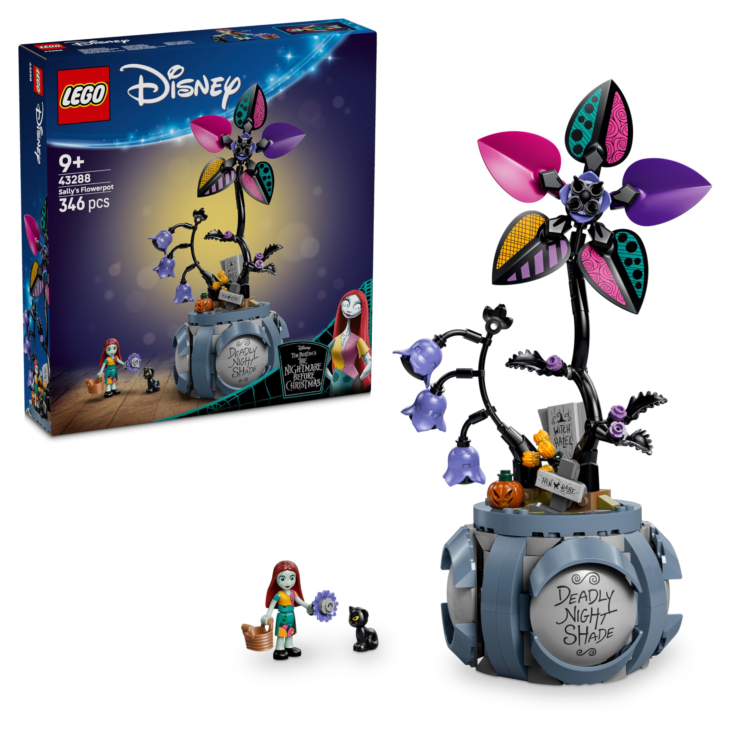 LEGO ǀ Disney Sally's Flowerpot - DIY bedroom decoration with 2 artificial flowers, 2 mini dolls & accessories - birthday gift for girls aged 9 and up & fans of The Nightmare Before Christmas - 43288