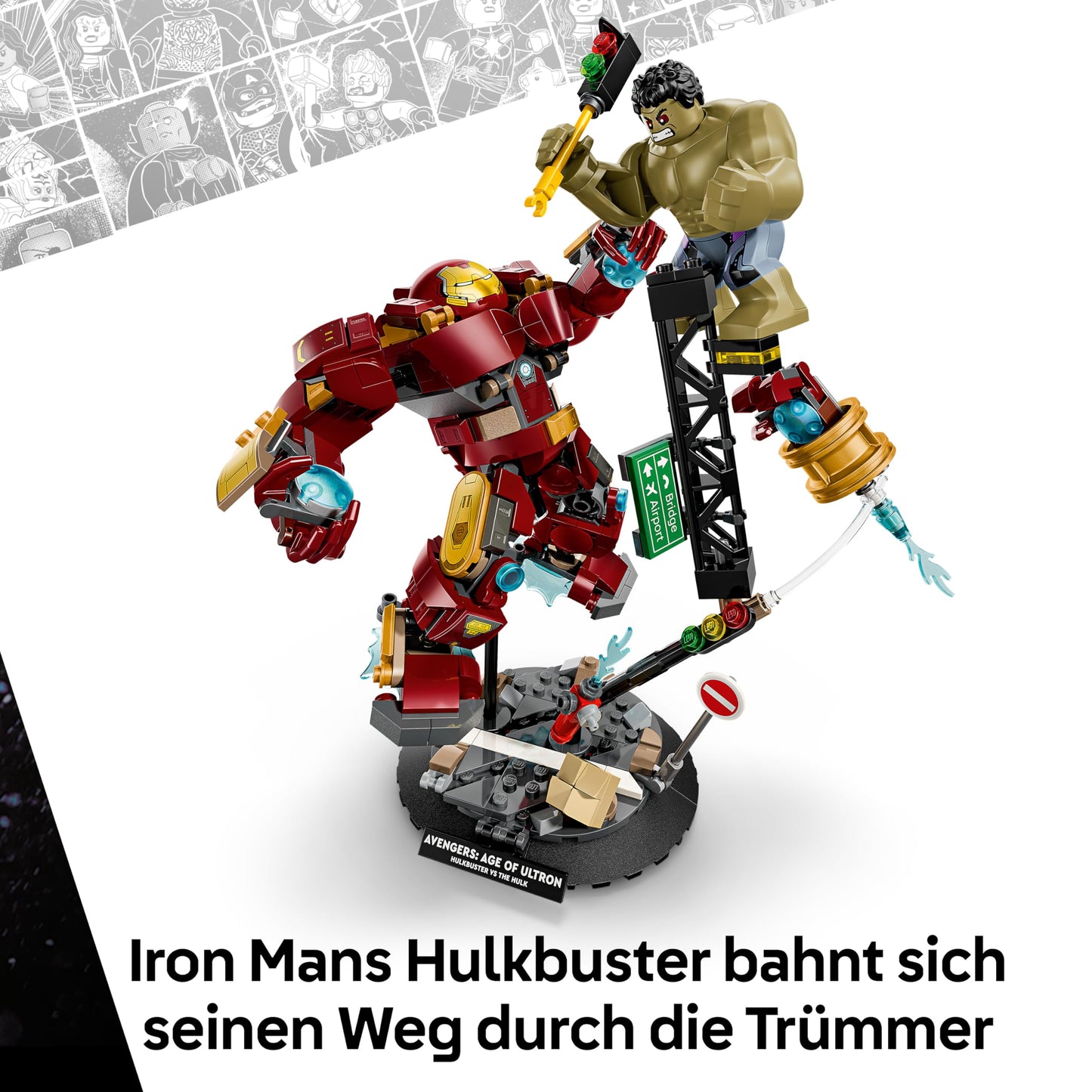 LEGO | Marvel Duel of the Giants: Hulkbuster vs. Hulk - Superhero toy with action figure and 2 minifigures, including Iron Man - Avengers gift for boys aged 9 and up, girls and fans - 76343