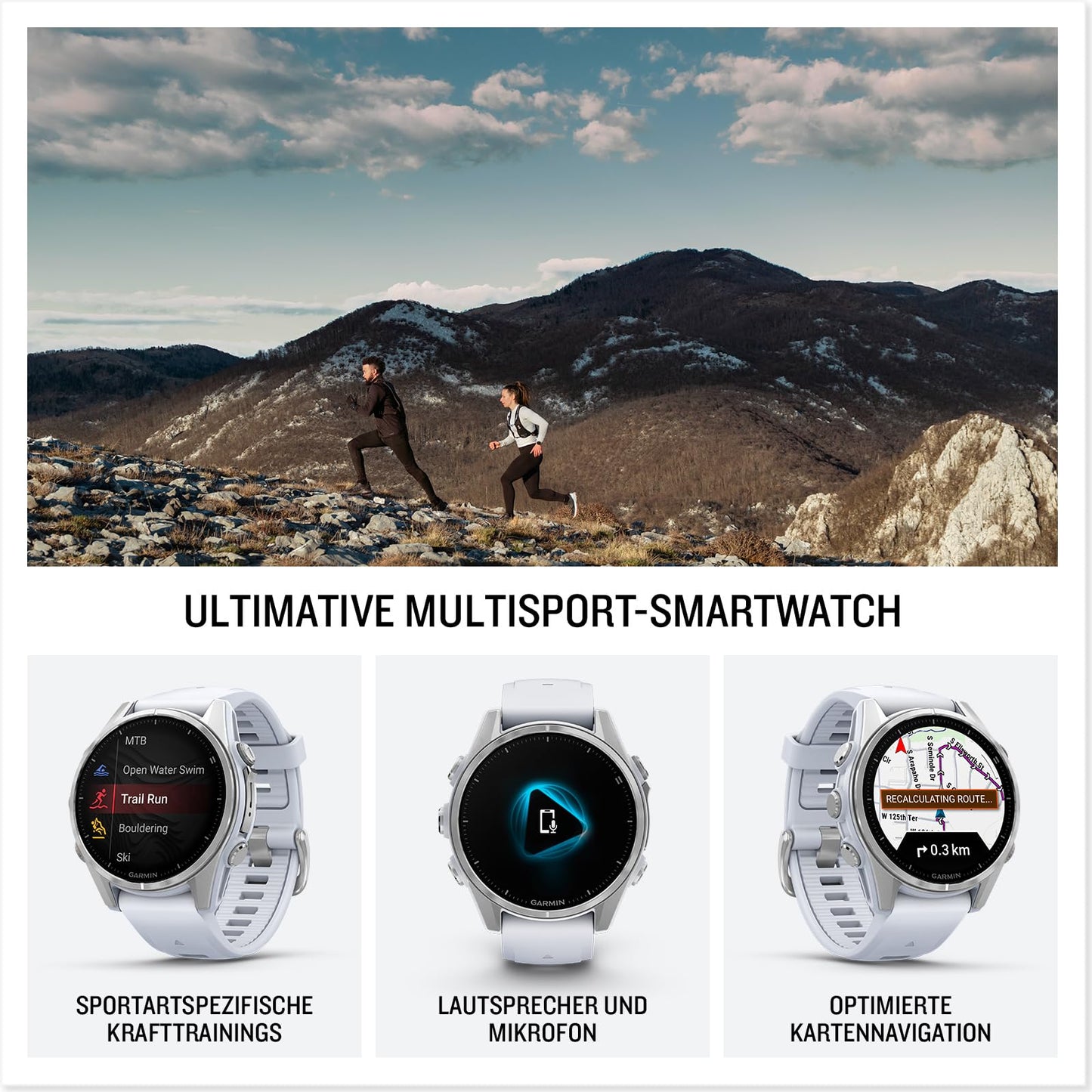 Garmin fēnix 8 43mm – multisport smartwatch, 1.3" AMOLED touch/button display, up to 10 days battery life, 80+ sports/outdoor apps, TOPO maps, ECG, telephony, music, flashlight - 010-02903-00