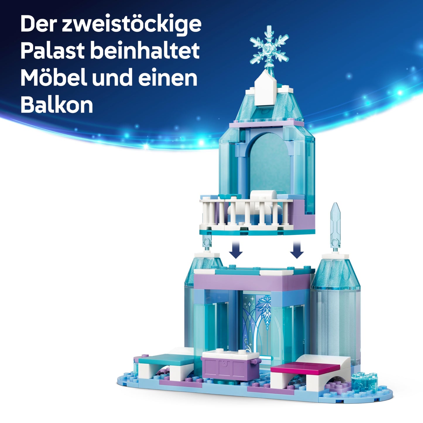 LEGO ǀ Disney Frozen Elsa's sleigh ride around the ice palace - toy including Anna and ELSA mini dolls, Olaf figure as well as railway tracks and snow wagon - gift for girls aged 4 and over - 43281
