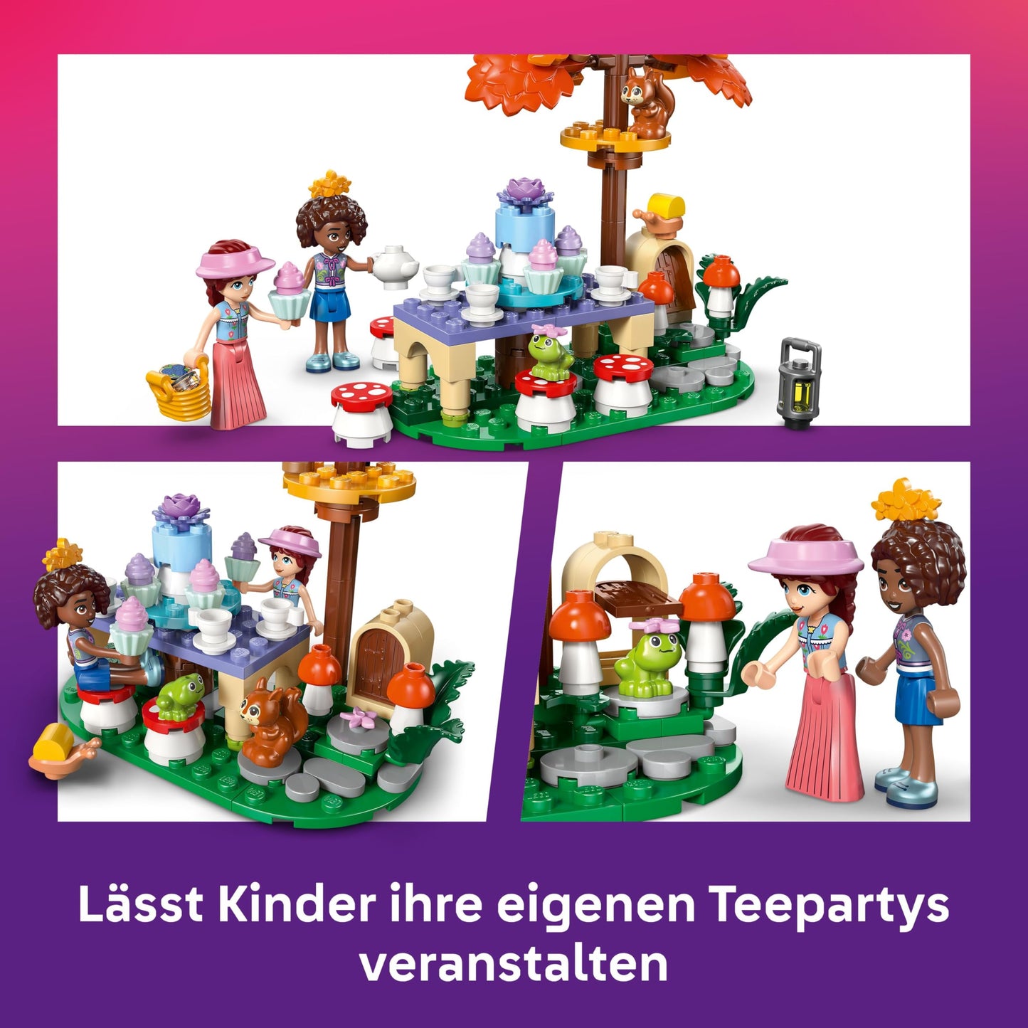 LEGO Friends Tea Party in the Forest - Playset with 2 minifigures, 2 animal figures & toy food accessories - children's room decoration - gift idea for girls aged 6 and over - 42690