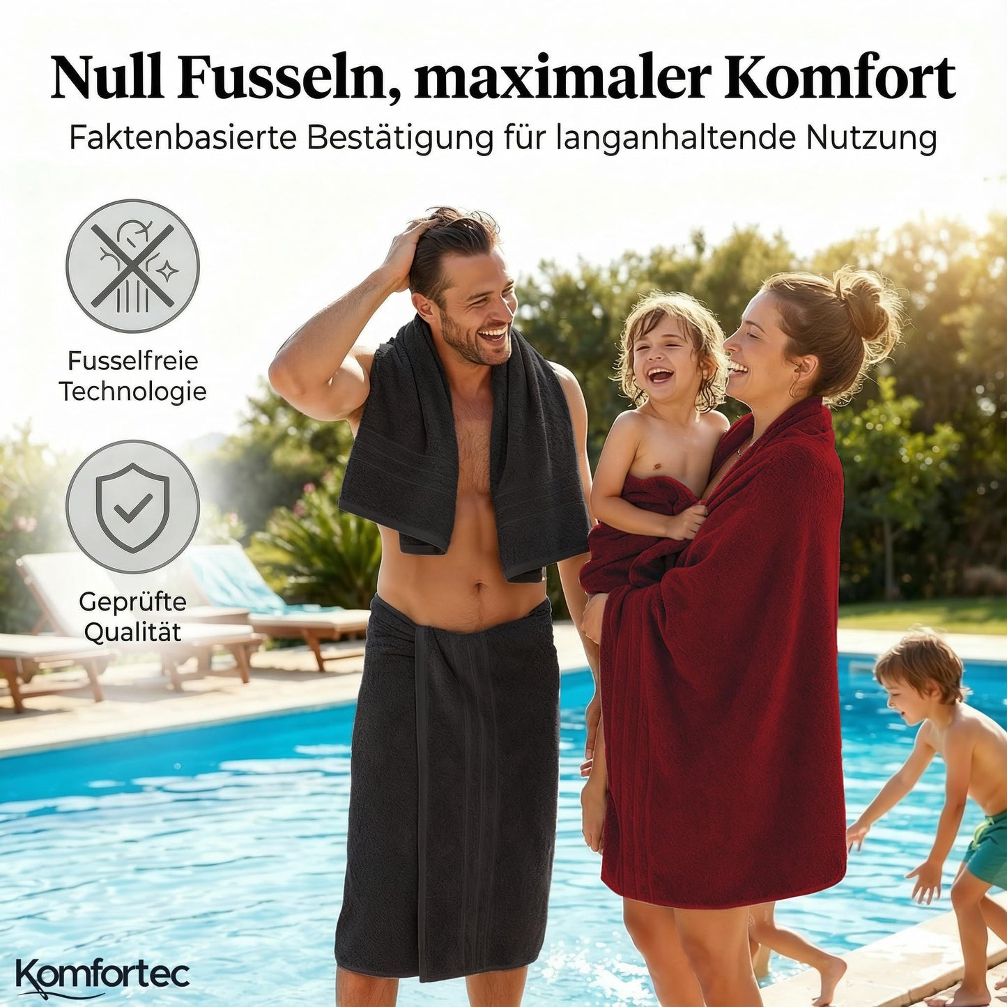 Komfortec 2 sauna towel set 80x200 cm, large sauna towels made of 100% cotton, sauna towels, fluffy and absorbent, quick-drying, black/aurora red - 2er-80x200-schwarz-aurorarot