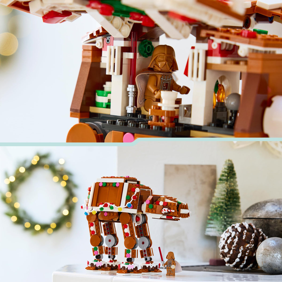 LEGO Star Wars 40806 Lebkuchen AT-AT - Set de construcție de Crăciun pentru copii, inclusiv figurina Darth Vader și sabie laser - Decorațiune pentru perioada sărbătorilor - Cadou pentru băieți și fete de la 10 ani și fani.