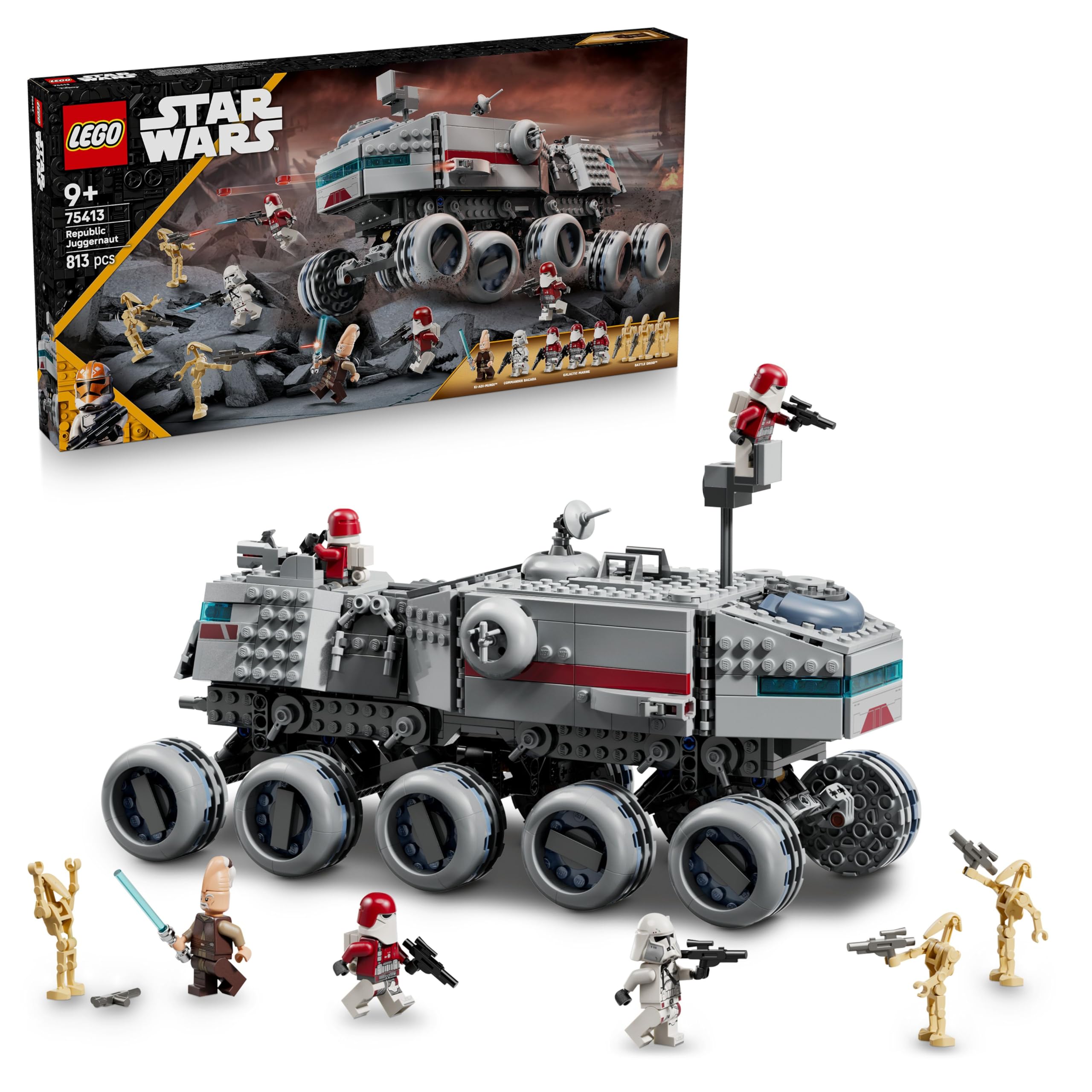 LEGO Star Wars: The Clone Wars Republican Juggernaut - toy with transport vehicle - building set with lightsaber - creative toy for children and adult fans - 75413