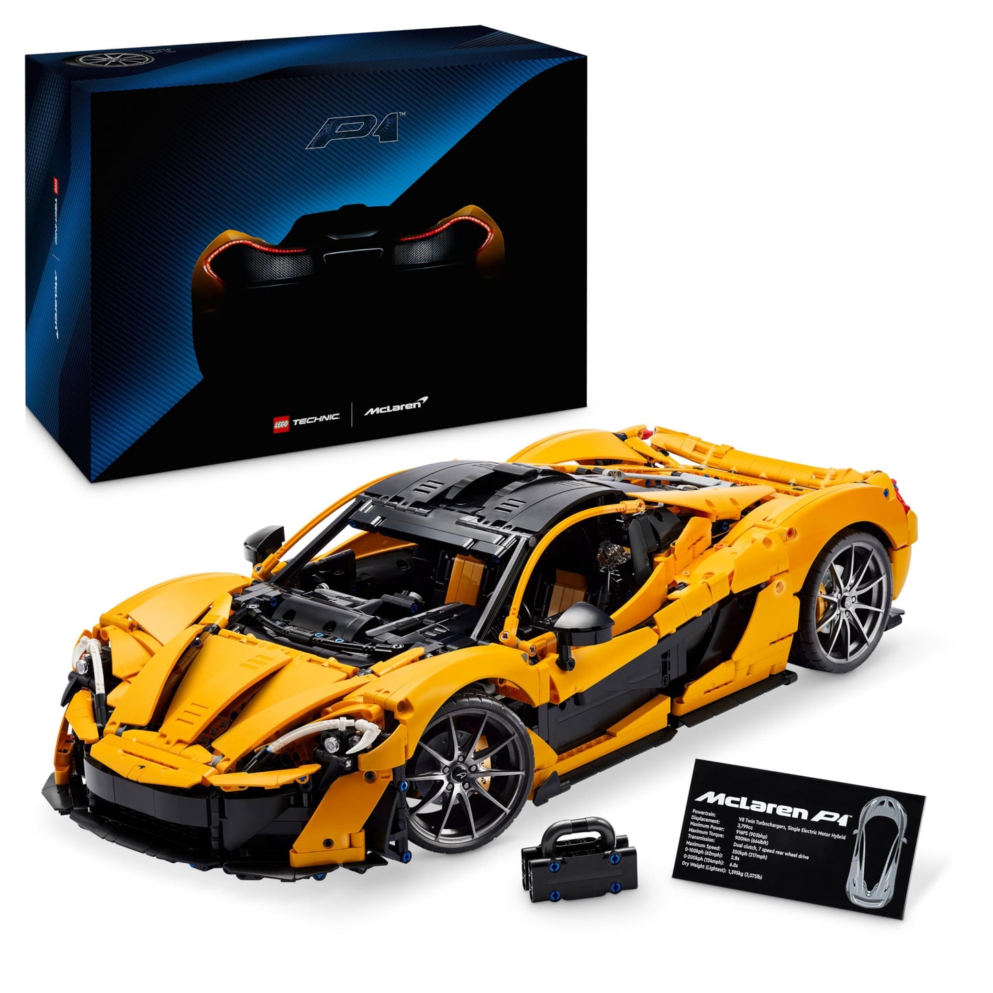 LEGO Technic McLaren P1, super sports car set for adults, gift for car fans, scale collector's item with V8 piston engine and 7-speed gearbox, model car, toy car set 42172