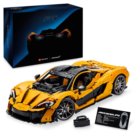 LEGO Technic McLaren P1, super sports car set for adults, gift for car fans, scale collector's item with V8 piston engine and 7-speed gearbox, model car, toy car set 42172