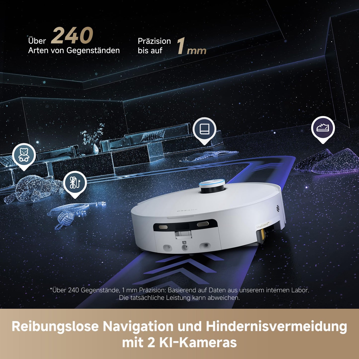 dreame Aqua10 Ultra Track Complete vacuum robot with wiping function, 30,000Pa suction power, 45 °C wiping, 6cm obstacle clearance, automatic. Empty, self-cleaning mop, 100% tangle-free, dir. language student - RLR81CE-1