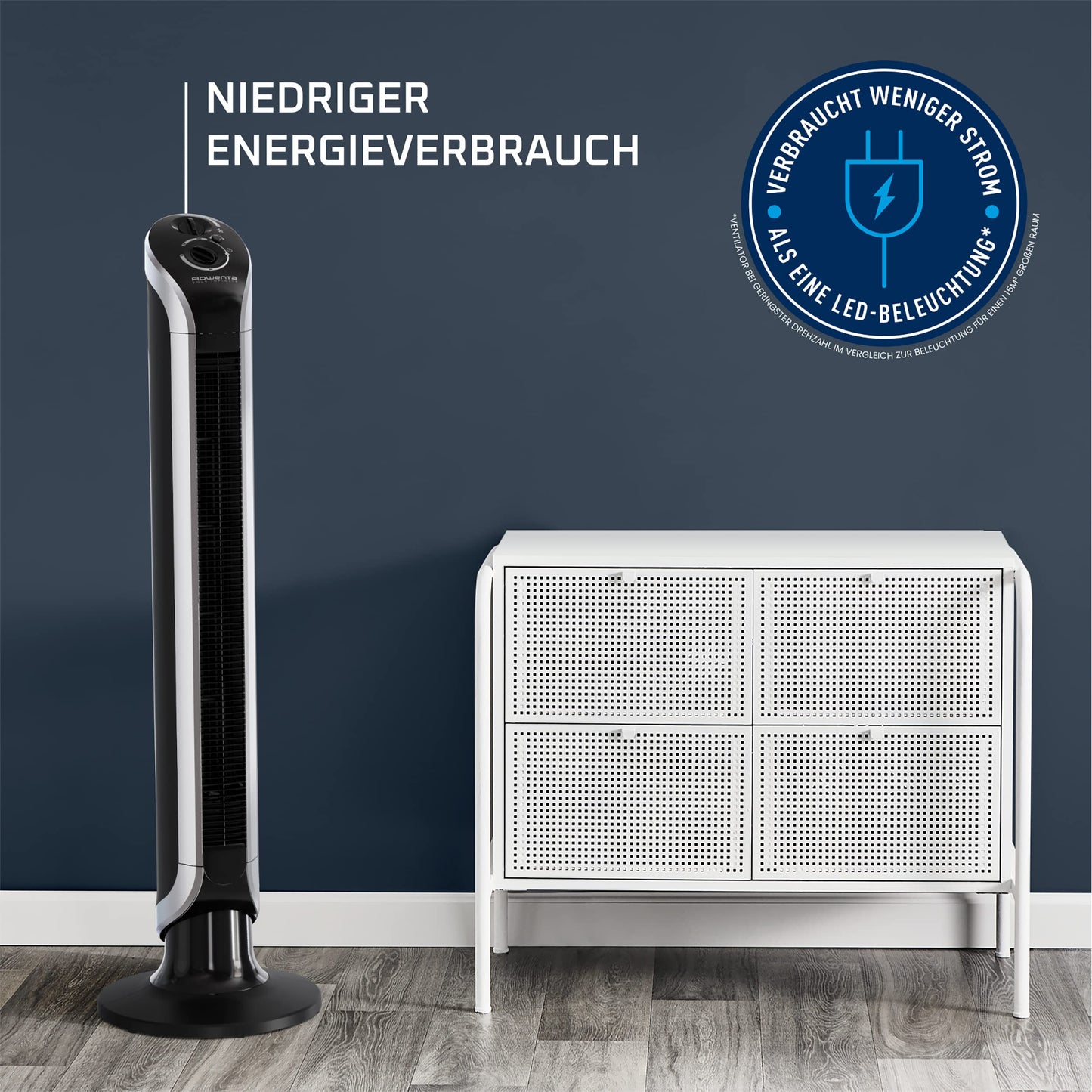 Rowenta VU6620 Eole Infinite tower fan | powerful | quiet at just 43 dB(A) | low energy consumption | 3 speeds | horizontal oscillation | Timer | Black - VU6620F2
