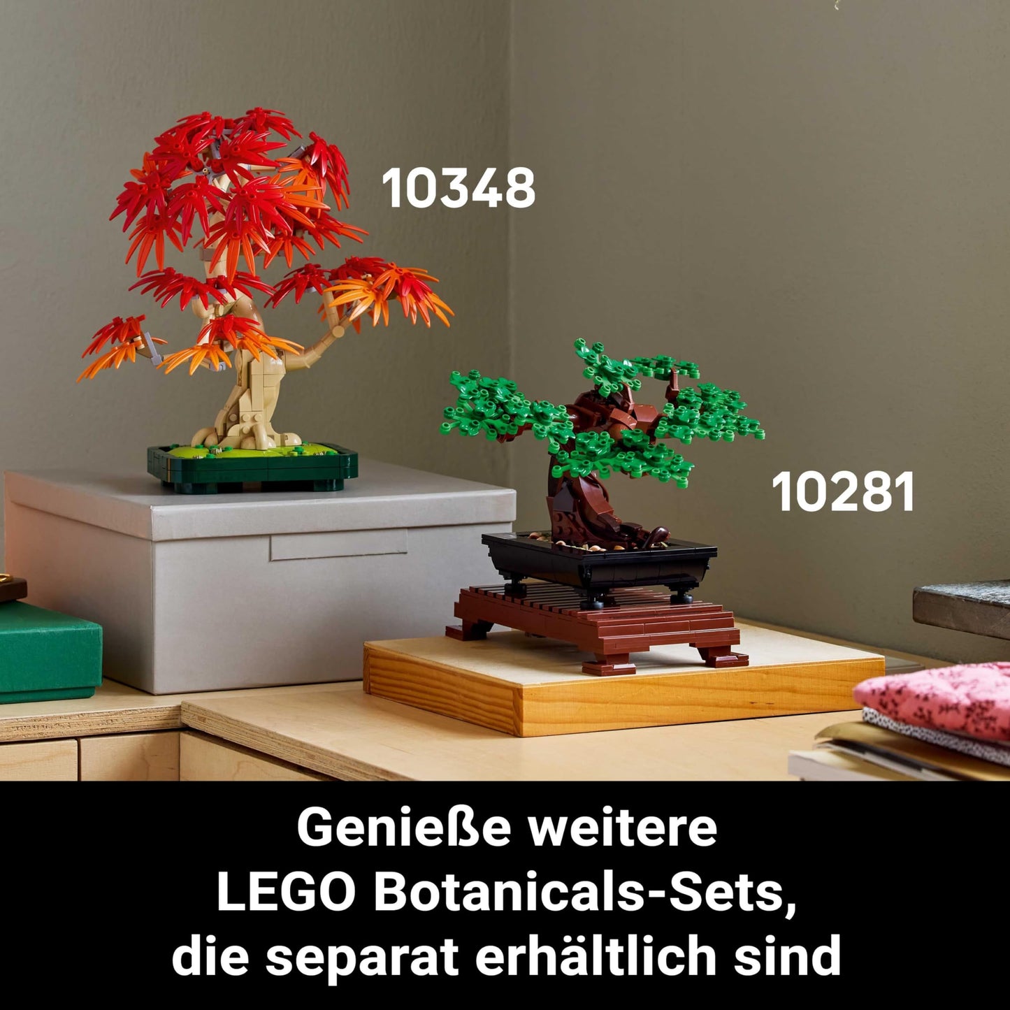 LEGO Botanicals Japanese Red Maple - Bonsai Tree - Artificial Plant Set with Red and Orange Leaves and a Buildable Flower Pot - Artificial Flowers DIY Decoration Gift for Adults - 10348