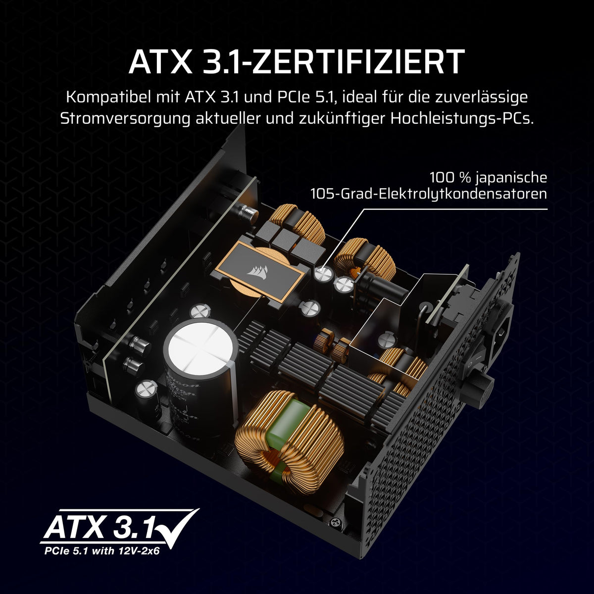 CORSAIR RM1000x Sursă ATX complet modulară, silențioasă – Negru - CP-9020271-EU