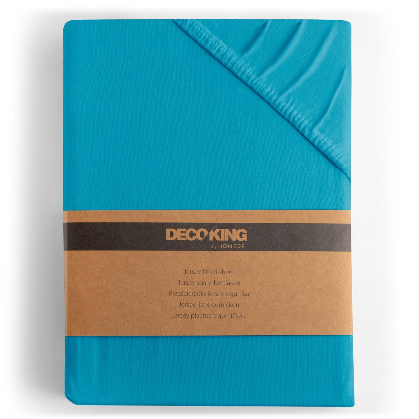 DecoKing fitted sheet 200x220 220x240 cm 100% combed cotton cyan blue fitted sheets jersey box spring bed amber 200 x 220 220 x 240 - Amber