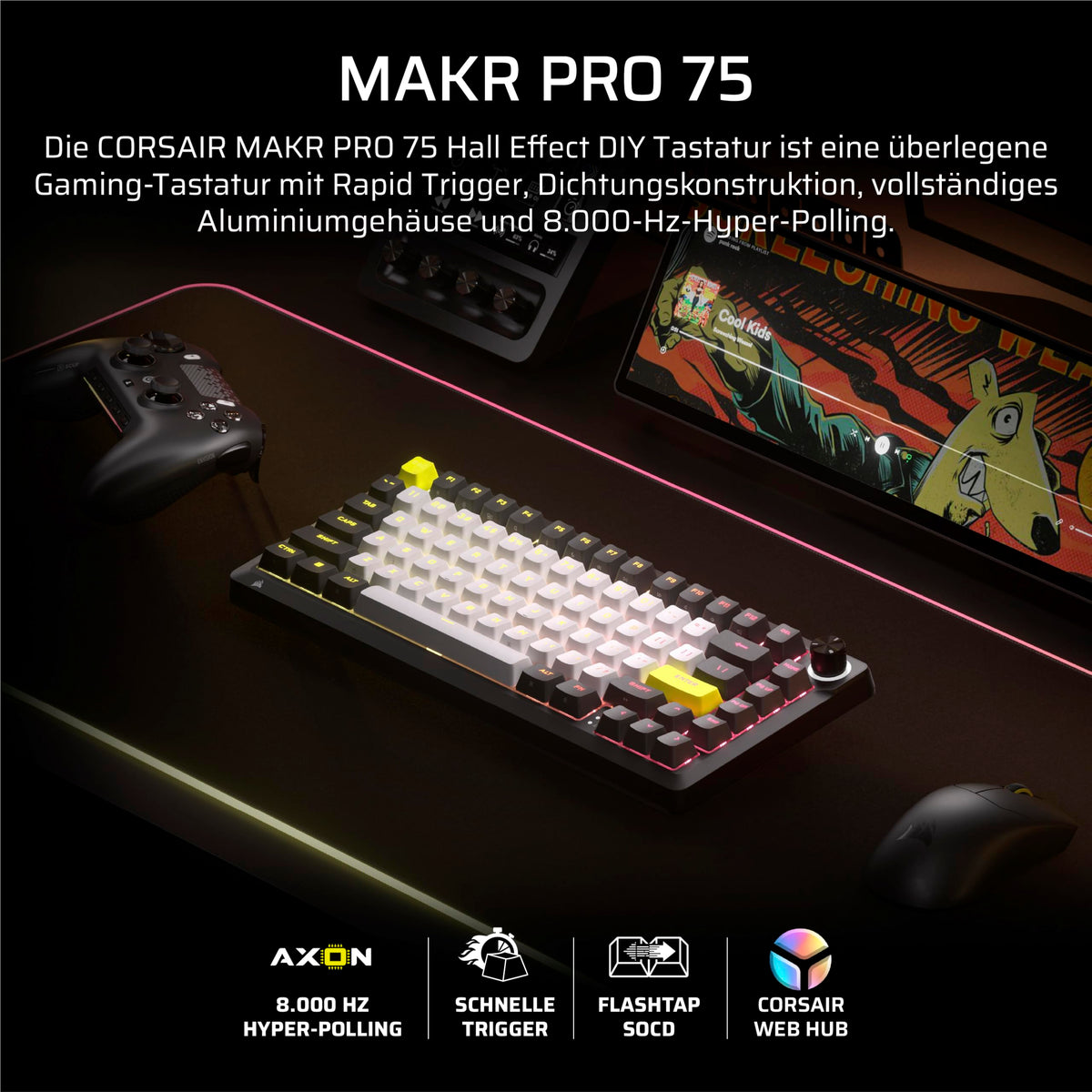 Corsair MAKR PRO 75 Hall Effect DIY-Kabelgebundenă Gaming-Tastatur - CH-91CE21G-DE