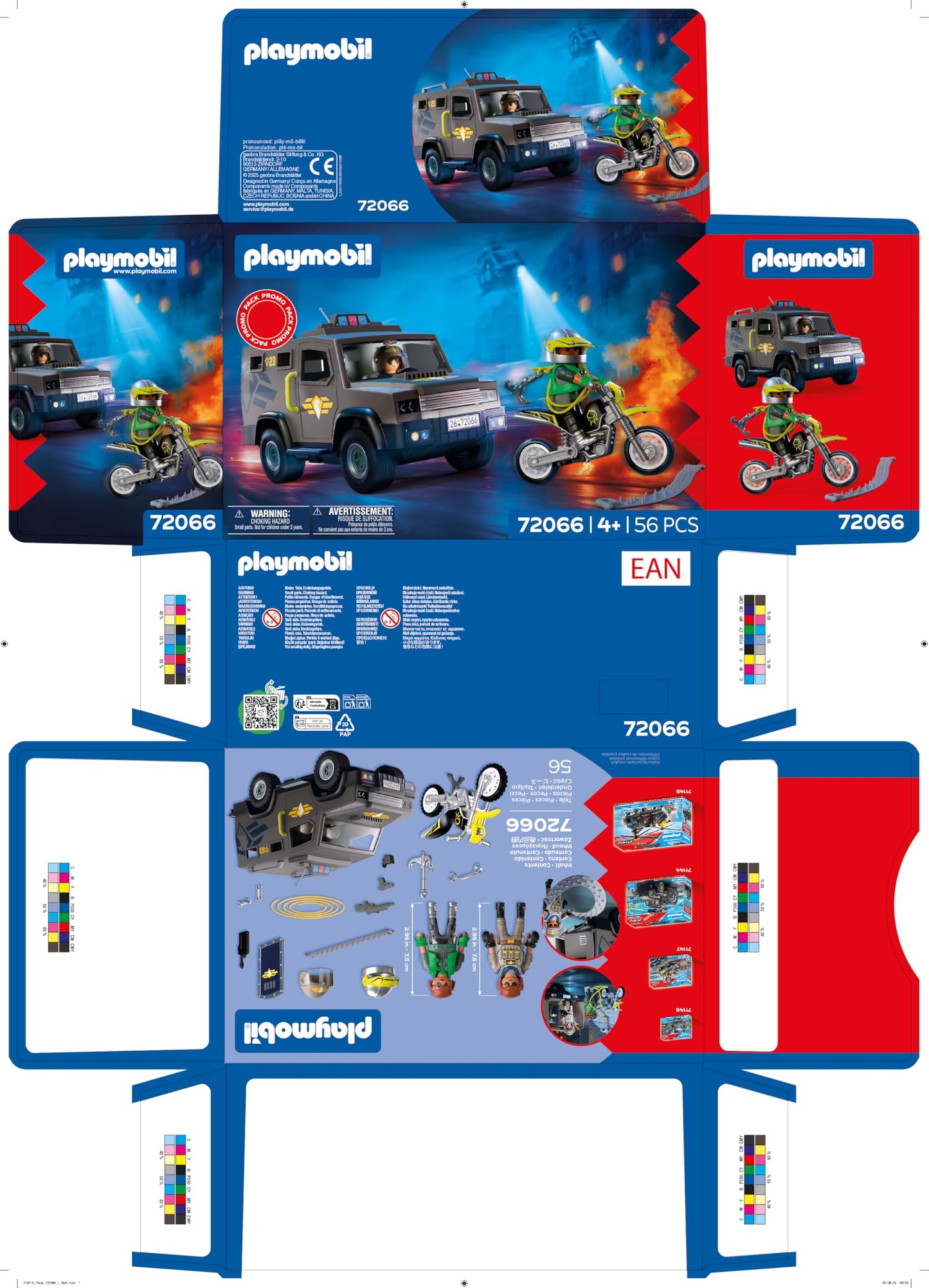 PLAYMOBIL City Action SWAT vehicle | With police officer, criminal motorcycle and nail tape | Children's toys from 4 years | 72066