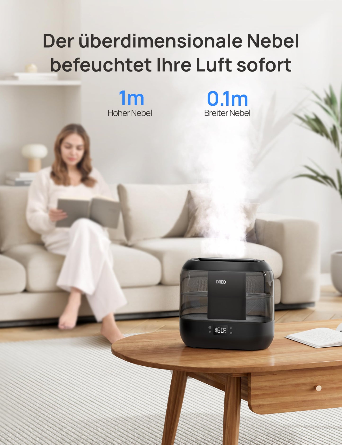 Dreo Smart Humidifier for Bedroom, Top Fillable 4L Super Large Cool Mist Humidifier with Oil Diffuser and Night Light, 36 Hour Runtime, Quiet Ultrasonic Humidifier Home - DR-HHM001S