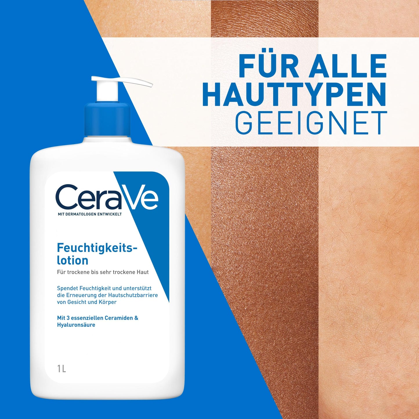 CeraVe moisturizing lotion, light body lotion suitable for dry to very dry skin and skin prone to neurodermatitis, for body and face, with hyaluronic acid and 3 essential ceramides, 976ml - MB106300
