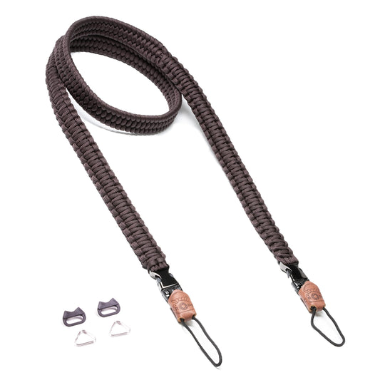 C-Rope camera strap THE TRAVELER hand-braided from paracord, shoulder strap with quick release, 125cm, brown - CRP-TRL-125-DCF