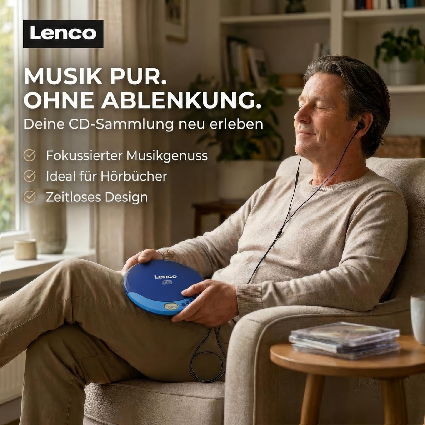 Lenco CD-011BU - CD player - Also for children - Discman - Portable