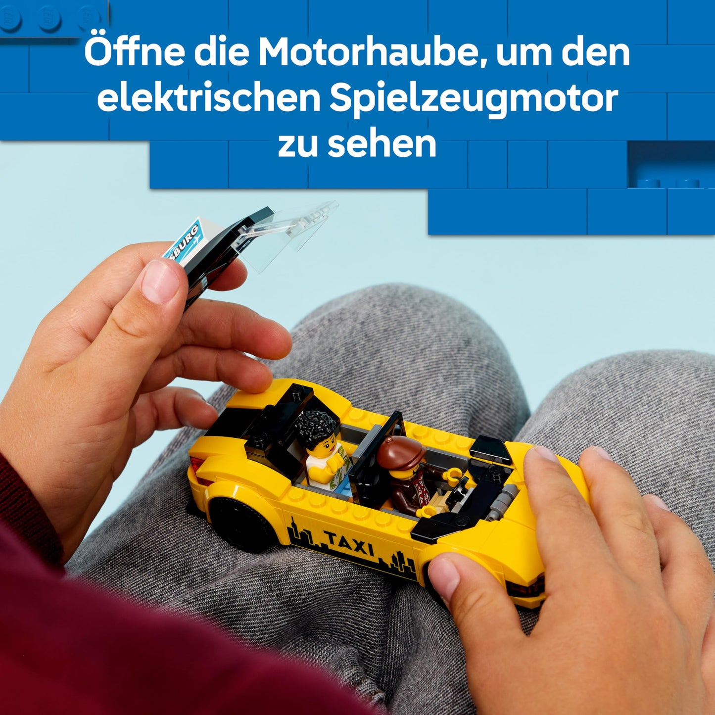 LEGO City Yellow Taxi - Toy Car - Model Building with 2 Minifigures, Removable Roof - Playset to Promote Fine Motor Skills - Birthday Gift for Boys Ages 5 and Up - 60487