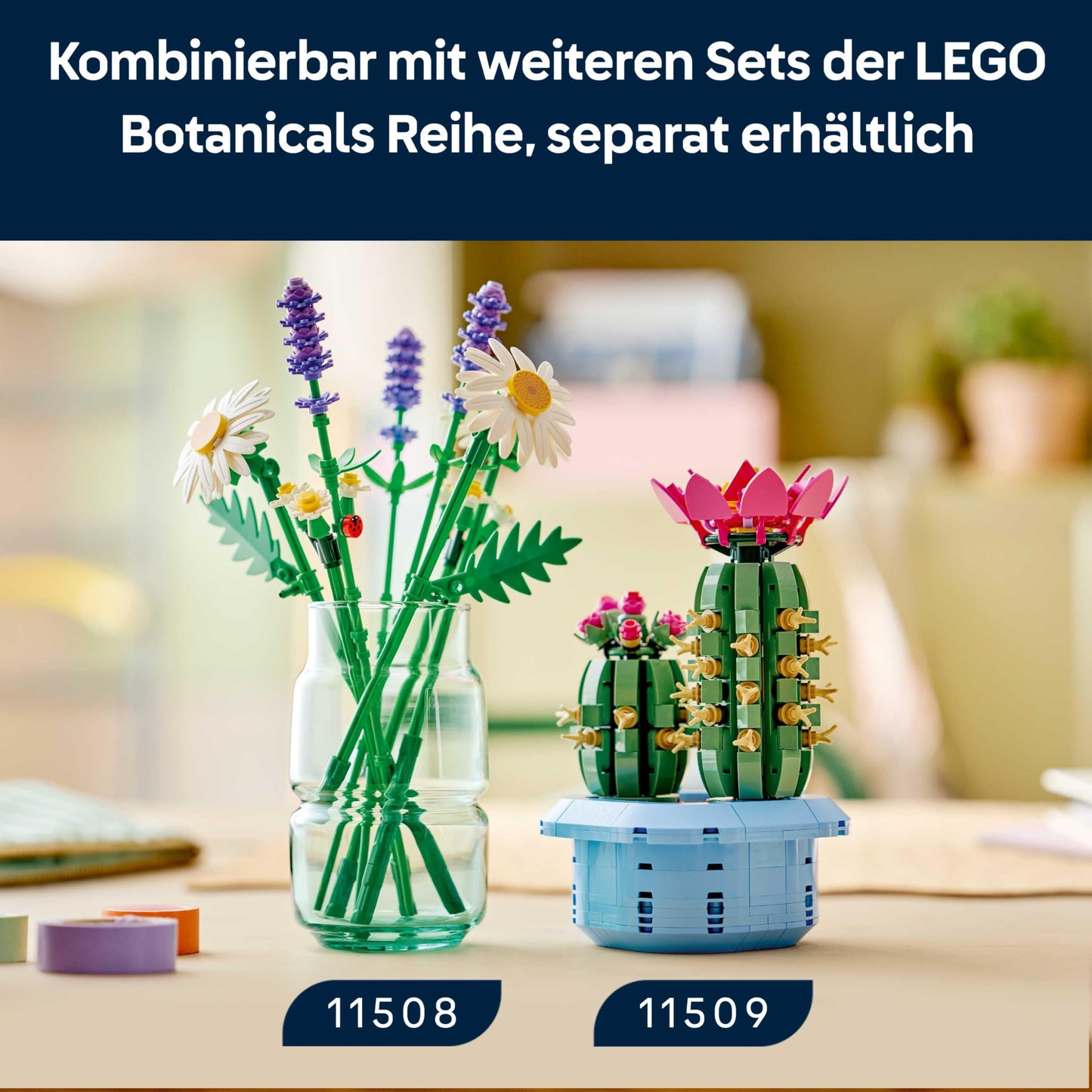LEGO Botanicals Daisy - Bouquet of artificial flowers with daisies and lavender - DIY decoration for the children's room - birthday gift idea for girls aged 9 and over - 11508