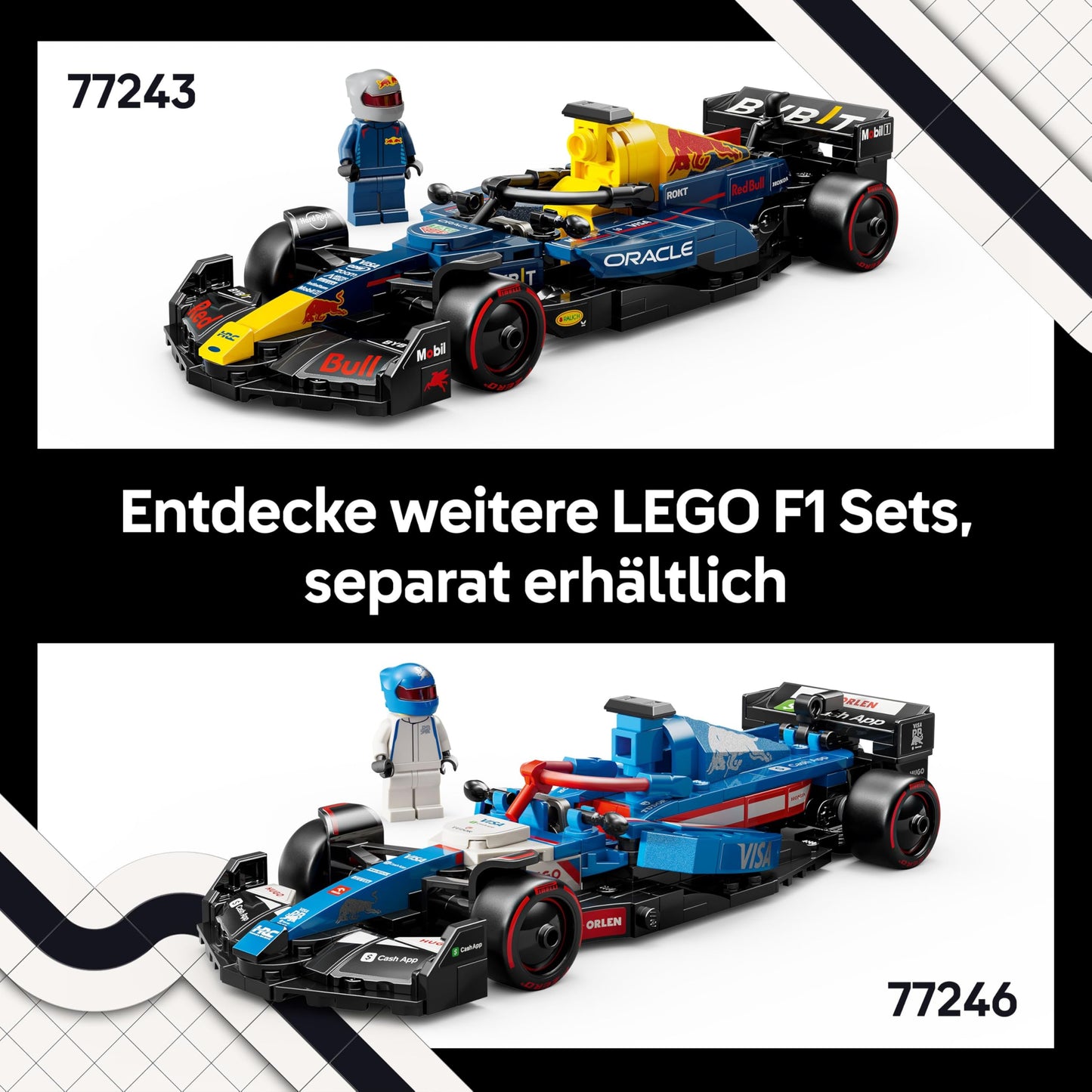 LEGO Speed Champions Oracle Red Bull Racing RB20 F1 racing car - model for adults with Formula 1 minifigure to collect - display piece and gift for fans of motorsports & racing cars 77243