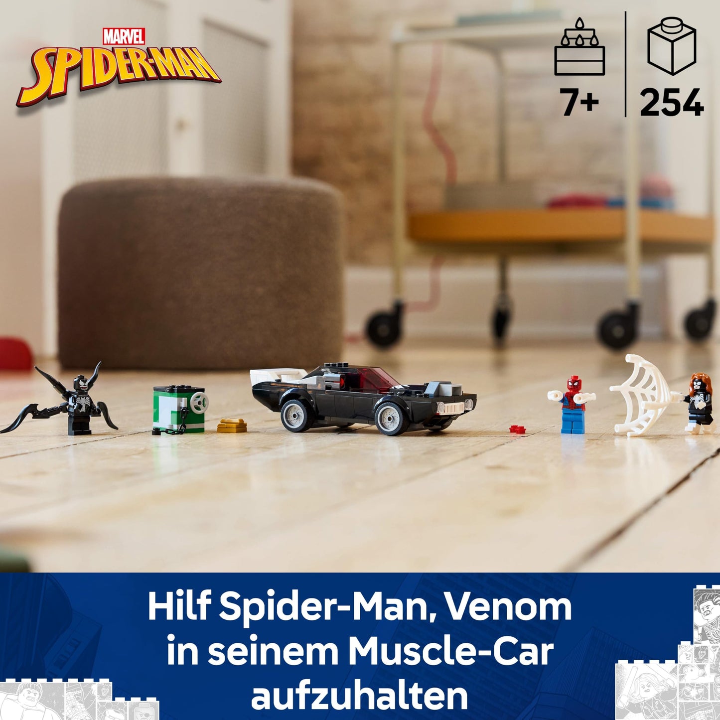 LEGO | Marvel Spider-Man Mech vs. Venom Muscle Car - Car Toy with 3 Superhero Minifigures - Model Car with Shooters - Gift for Boys and Girls Ages 7 and Up 76309