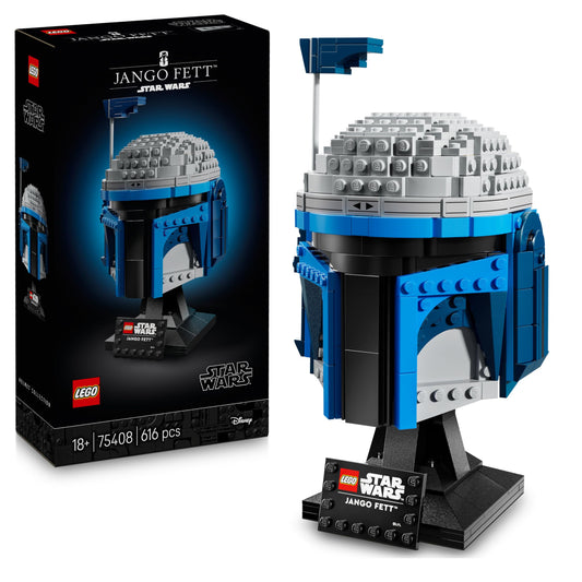 LEGO Star Wars 75408 Jango Fett Helmet - Mandalorian building set for adults - model with stand, nameplate and adjustable antenna - gift for fans of Attack of the Clones