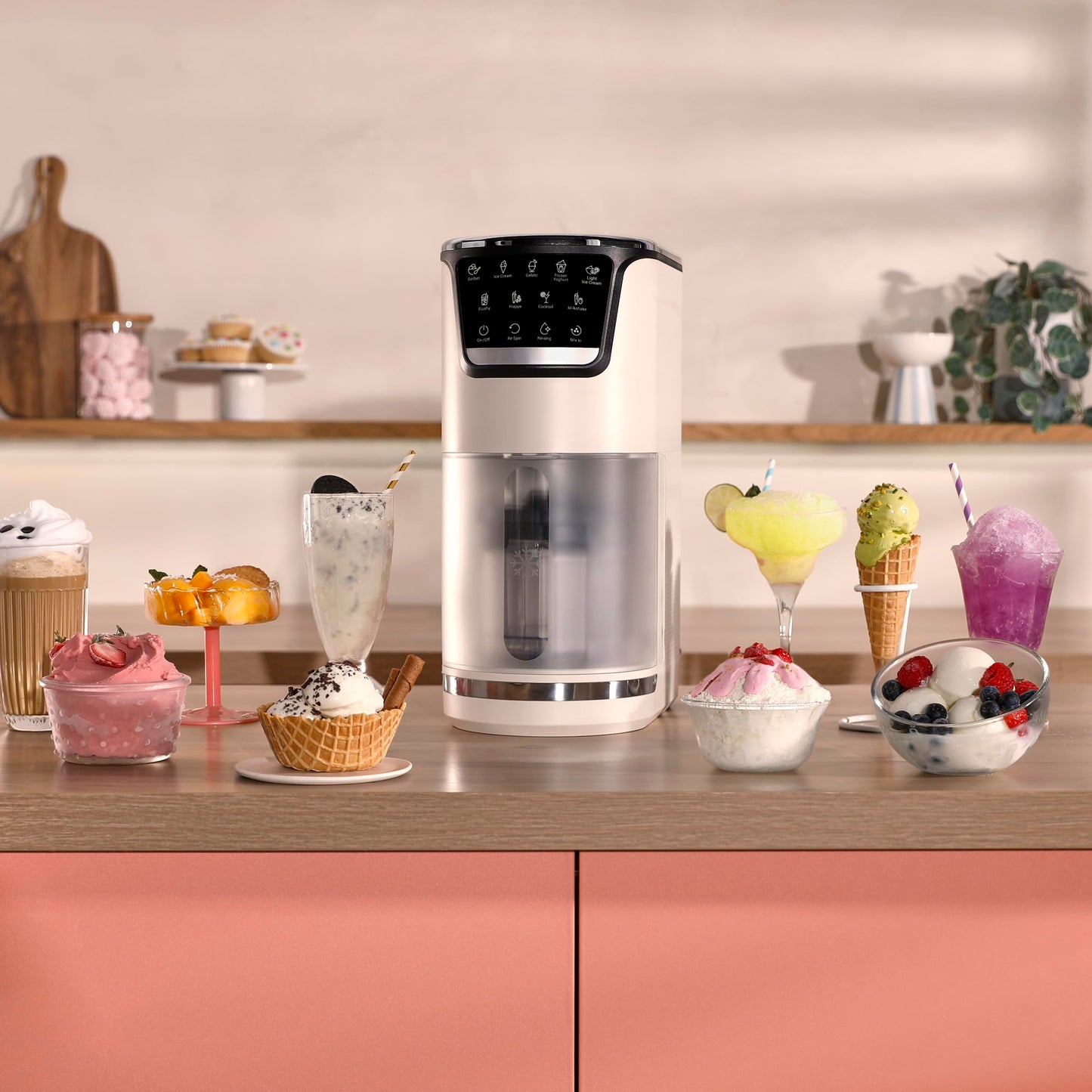 Tefal Dolci ice cream machine - soft ice cream, gelato & sorbet at the touch of a button, 10 programs & 1-step perfector, incl. 3x Tritan cups & ice cream scoop, mix-in function & automatic cleaning program - IG604AE0