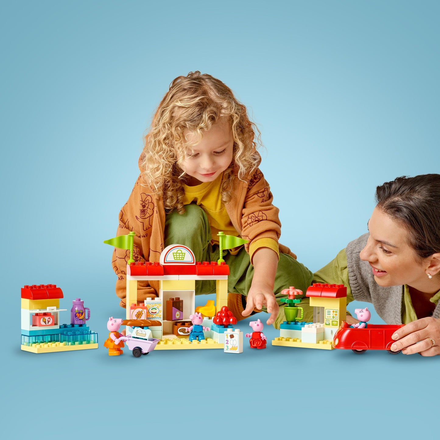 LEGO DUPLO Peppa Pig Supermarket - educational toy to promote fine motor skills for girls and boys aged 2 and over - including shop with car and 4 figures - gift idea for toddlers - 10434