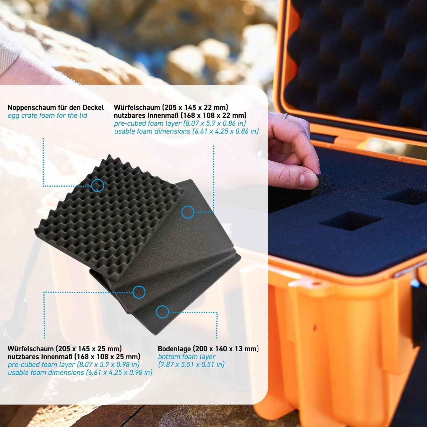B&W International protective case 500 (PP.23) black with cube foam - 500/B/SI