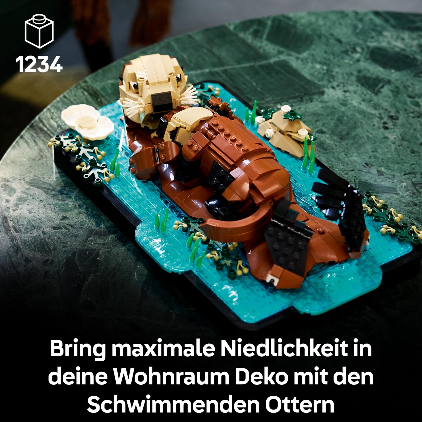 LEGO Ideas Swimming Otters - Model Building for Adults - 3D Puzzle with Sea Otter Figures (Mother & Cub) - DIY Decoration for Shelf or Living Room - Gift Idea for Art & Craft Fans - 21366