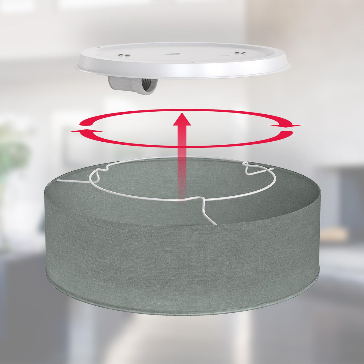 B.K.Licht - Ceiling lamp with fabric shade, E27 socket, max. 40 watts, ceiling light, lamp, living room lamp, bedroom lamp, kitchen lamp, ceiling lighting, 30x10 cm, gray - BKL1215