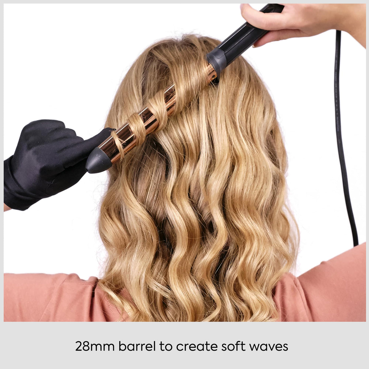 BaByliss Titan Wave Wand, durable waves effortlessly, 28 mm genuine titanium barrel, quick heating, up to 210 C, black - 2356U