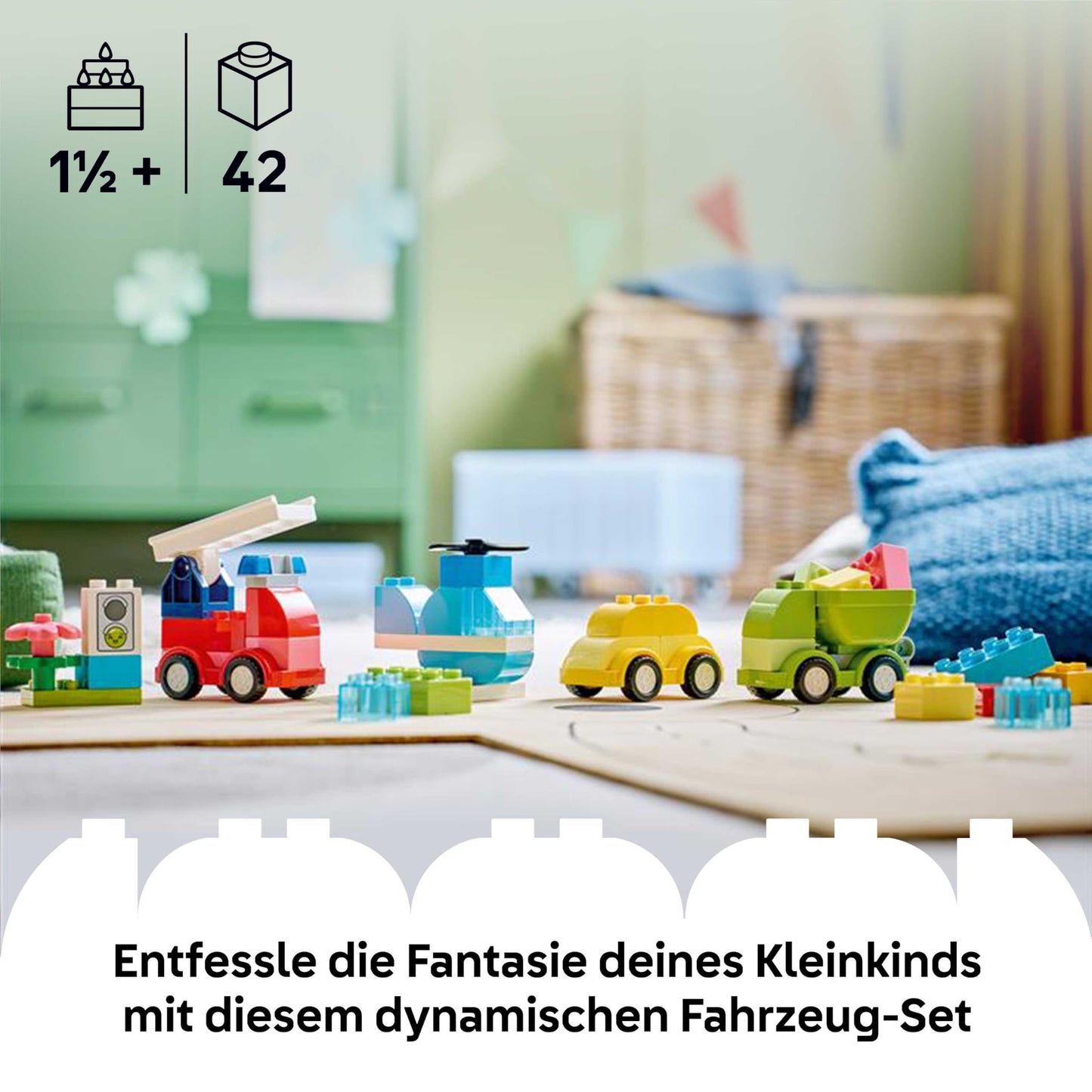 LEGO DUPLO Creative Vehicles - Educational Sorting Toys for Toddlers - Cars and Trucks - Fine Motor Skills Playset - Gift for Babies, Boys and Girls Ages 1+ - 10474