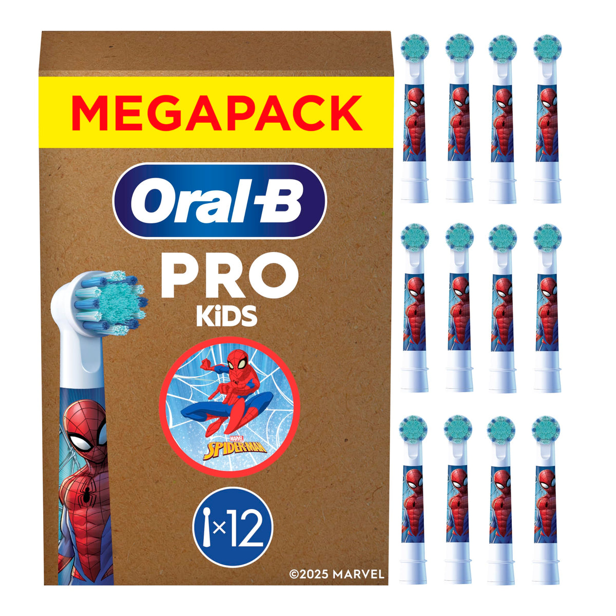 Oral-B Replacement Brushes Pro Kids 3+ Marvel Spiderman, White, 12 Pieces - 8006540773390