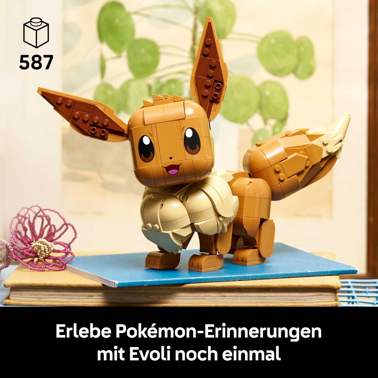 LEGO Pokémon Eevee figure - building set for adults - anime model building with movable limbs, ears and tail - DIY decoration for room or desk - collector's gift idea for gaming fans - 72151