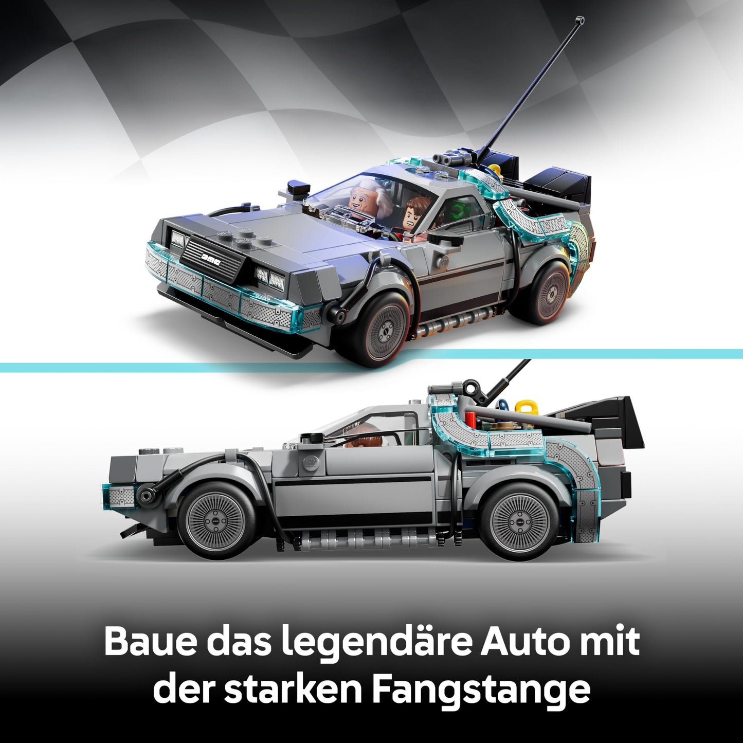 LEGO Speed Champions time machine from Back to the Future - children's toy with car model and 2 minifigures - Marty McFly and Doc Brown - creative gift for children aged 9 and up - 77256
