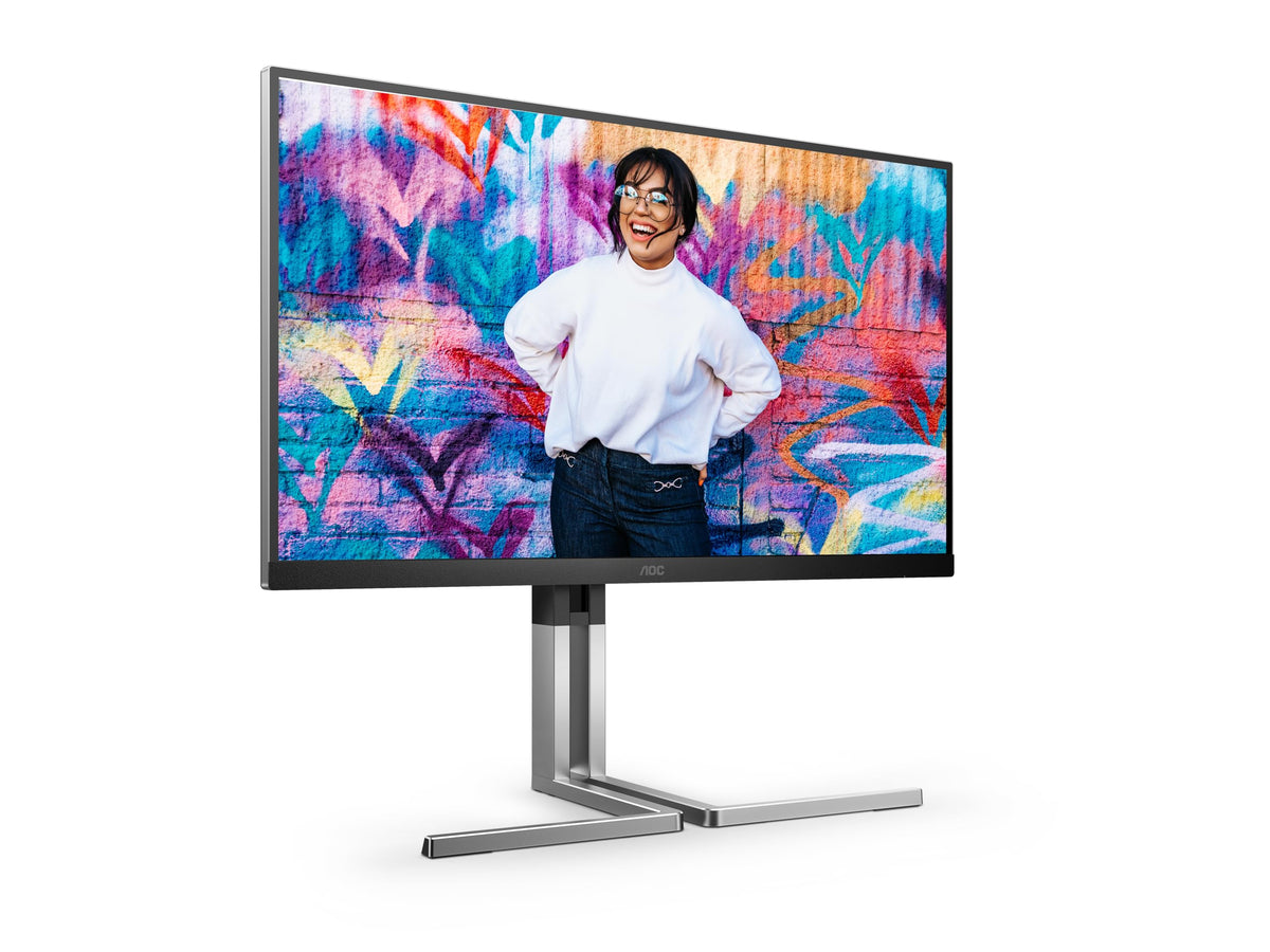 AOC Q27U3CV Monitor de 27 inch WQHD cu hub USB, 75Hz, panou IPS QD, 4ms GtG, VESA HDR400, ajustare pe înălțime, difuzoare, (2560x1440 HDMI 1x 1.4 DP 1x 1.4) Negru/Silver