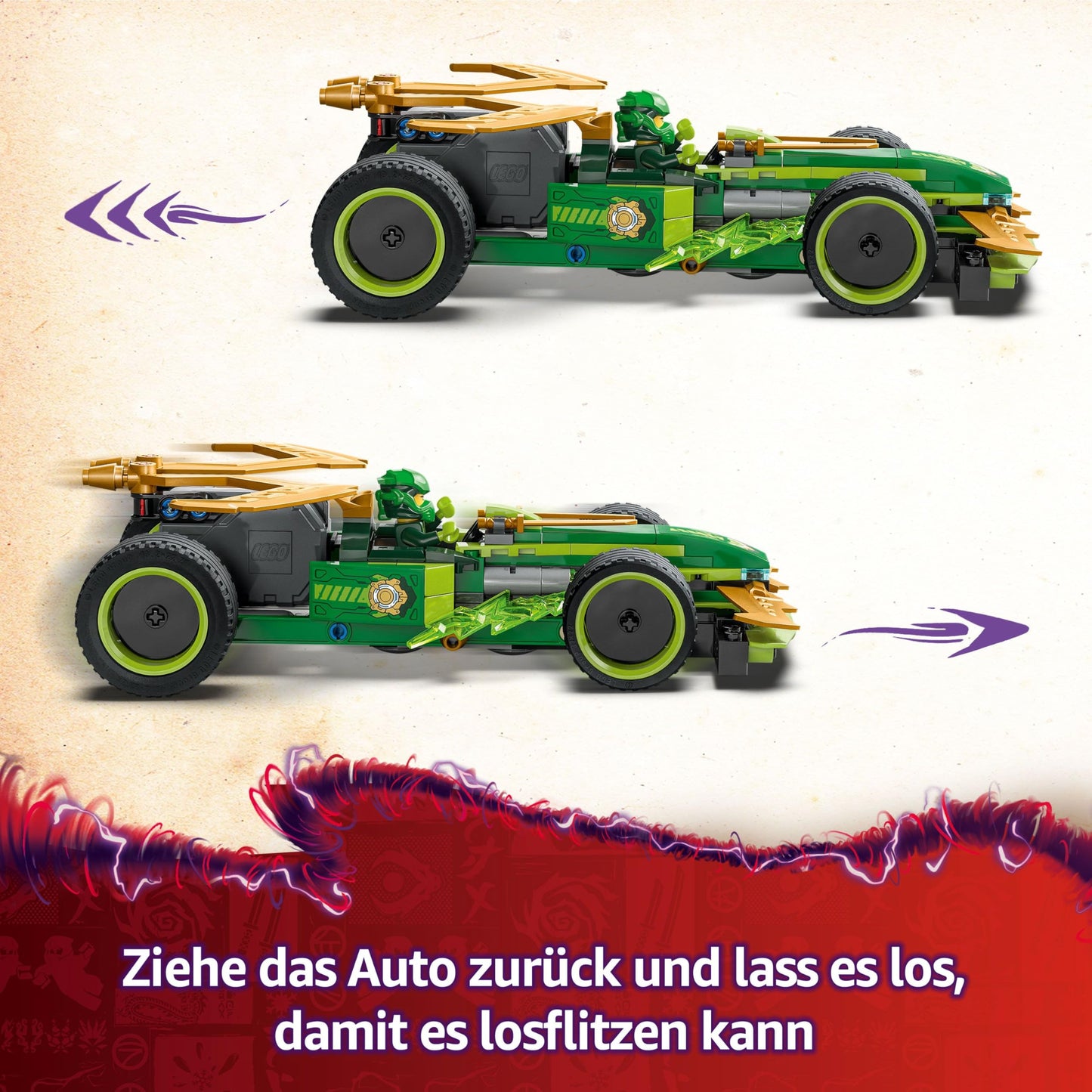 LEGO NINJAGO Lloyd's action car - car building toy with 2 minifigures for role play, buildable toy car for children - gift for boys and girls aged 7 and over 71828